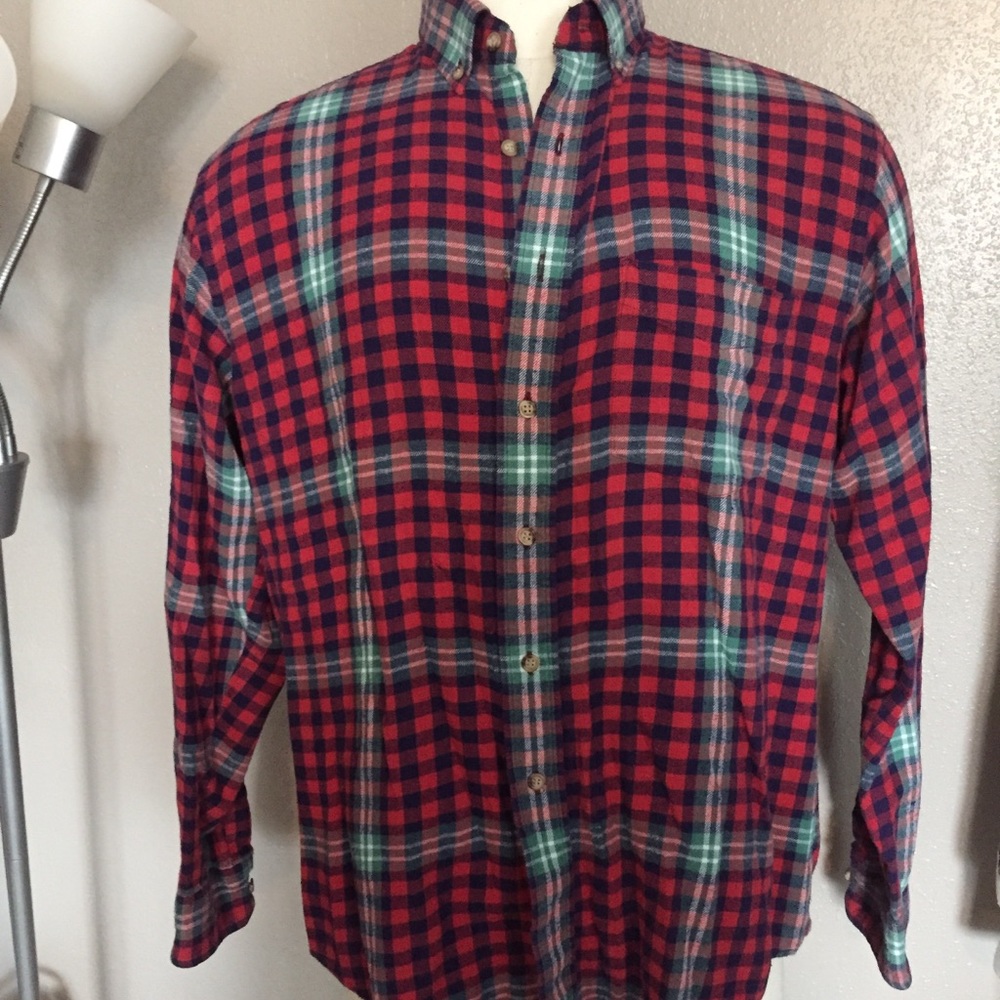 ARROW SPORT PLAID FLANNEL COTTON SHIRT L